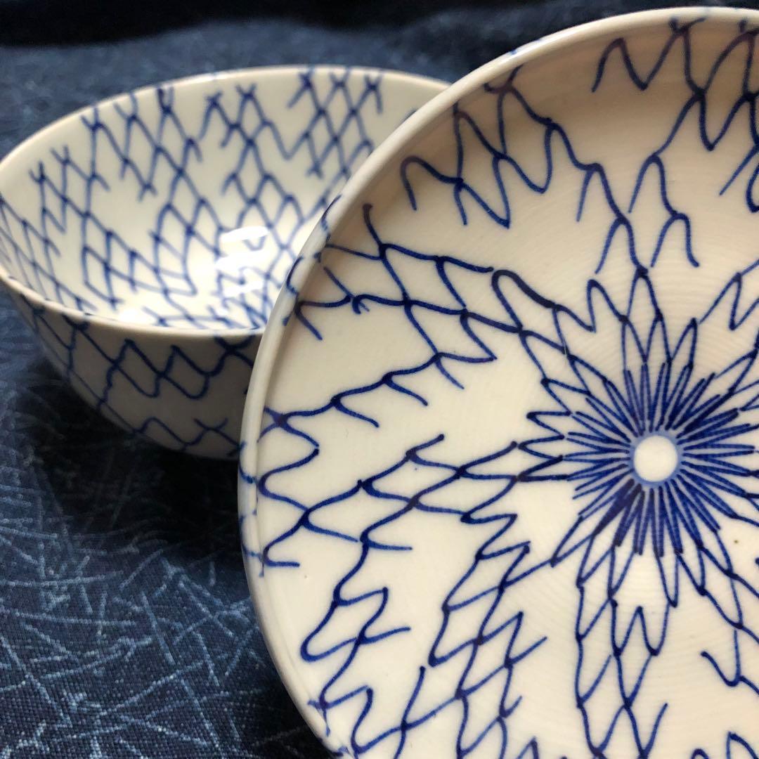 古伊万里　総破れ網手　蓋付き陶器椀物　江戸時代