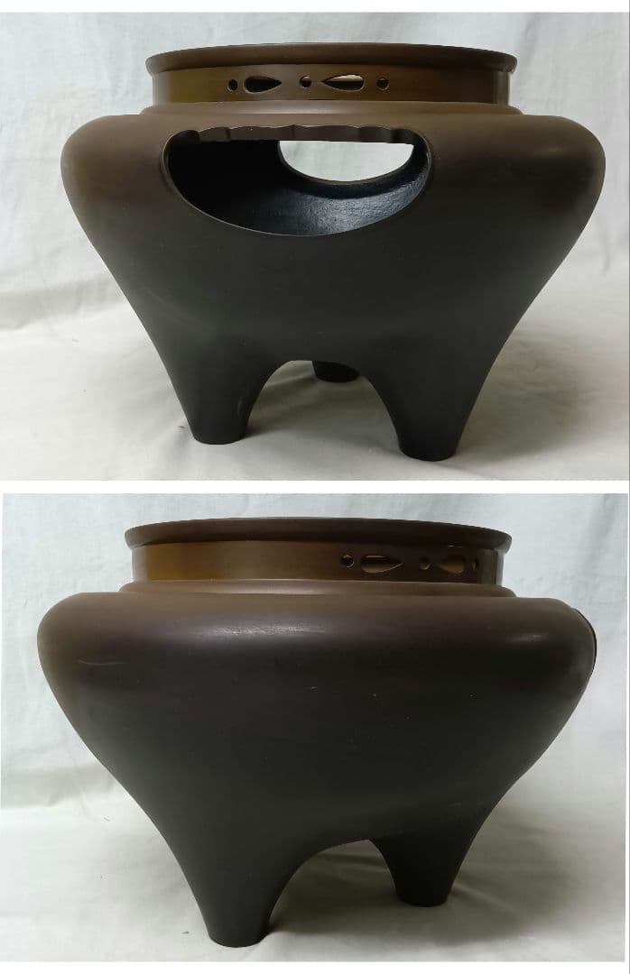 茶道具　唐銅朝鮮風炉　茶釜セット　レトロ　和室　伝統文化　真形釜　鉄瓶