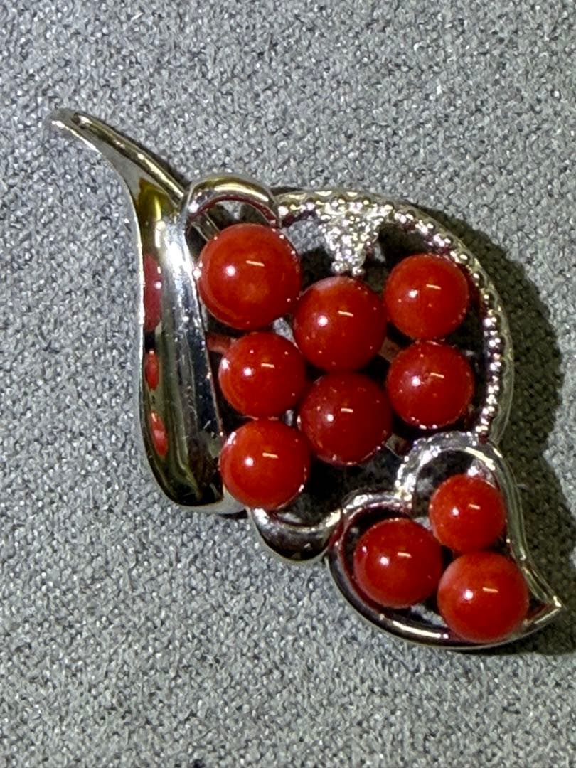 ｍｉｕトップダイヤモンド付け刻印　赤珊瑚 ペンダントトップ 珊瑚血色　5g