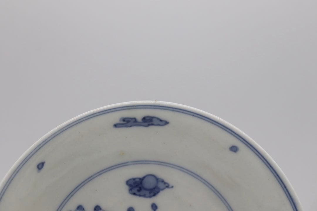 染付　仙人鹿紋皿　ペア　大明成化年製銘　送料込み0622