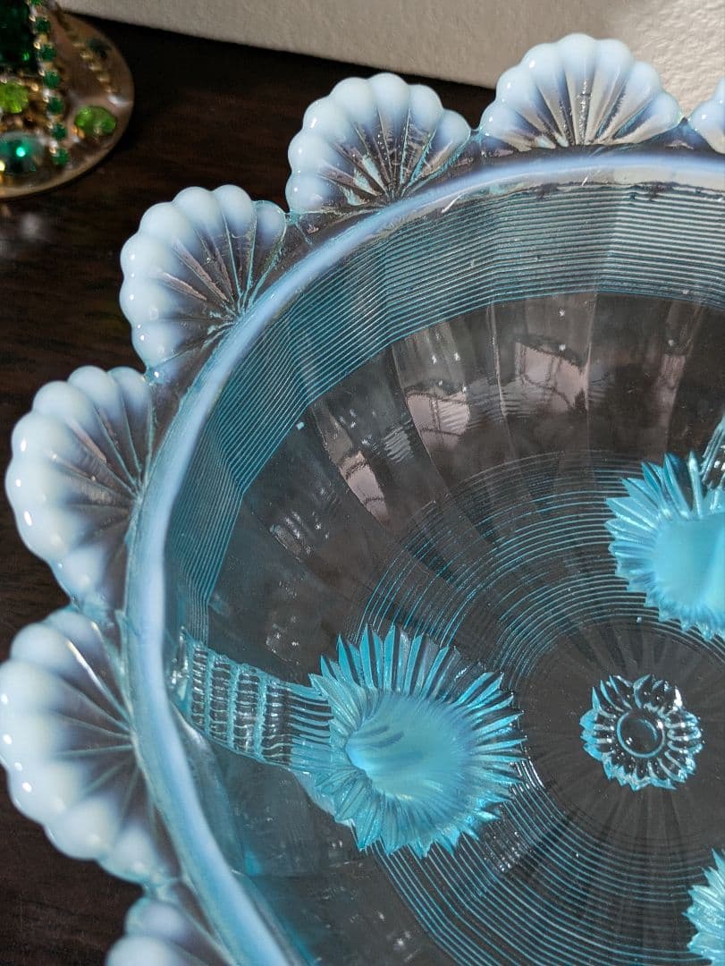 ヴィンテージMosser Glass　ラージサイズ　脚付きベリーボウル 　刻印