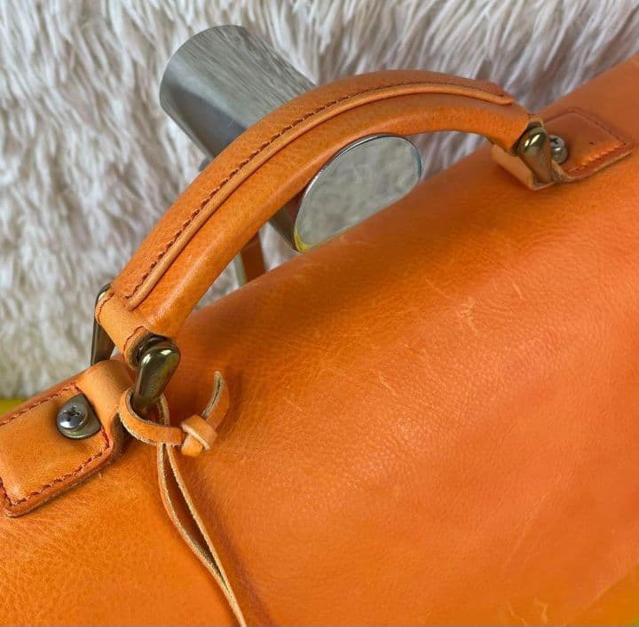 希少　フェリージ 　ブリーフバッグ ビジネス　トートバッグ　レザー　茶　オレンジ
