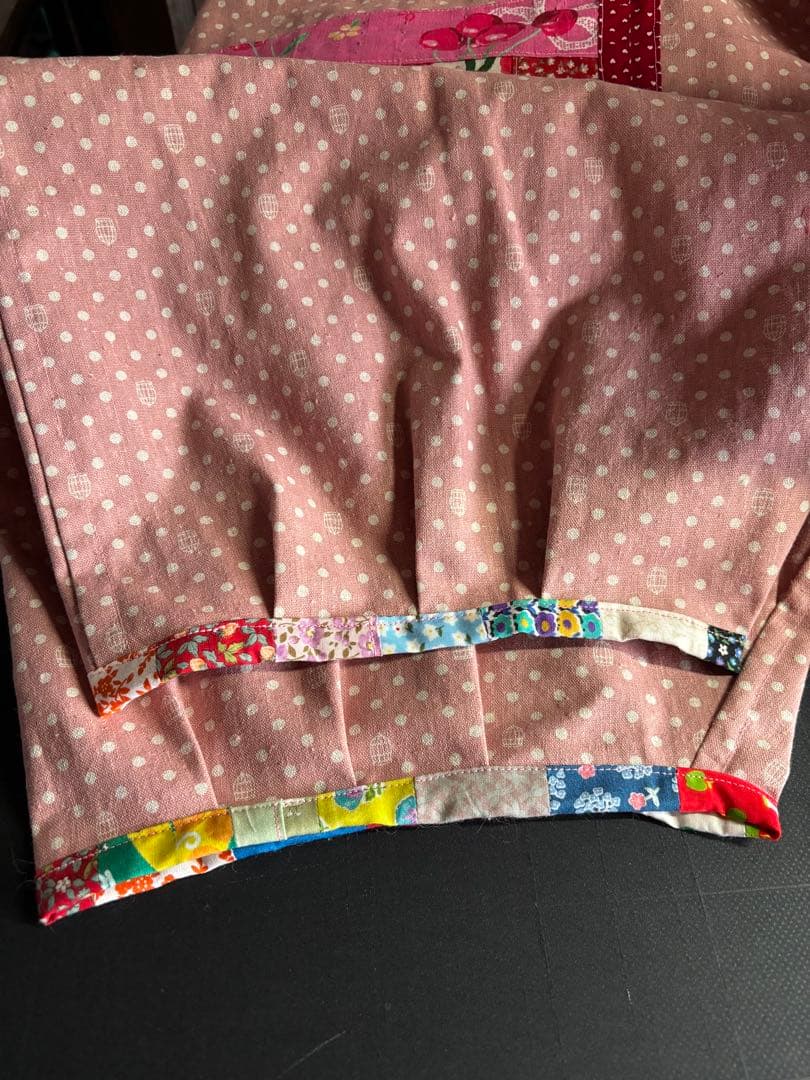 ちくちくもんぺパッチワーク桃色ドット