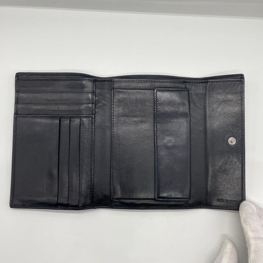 【美品】 PRADA プラダ レザー 折り財布 w5