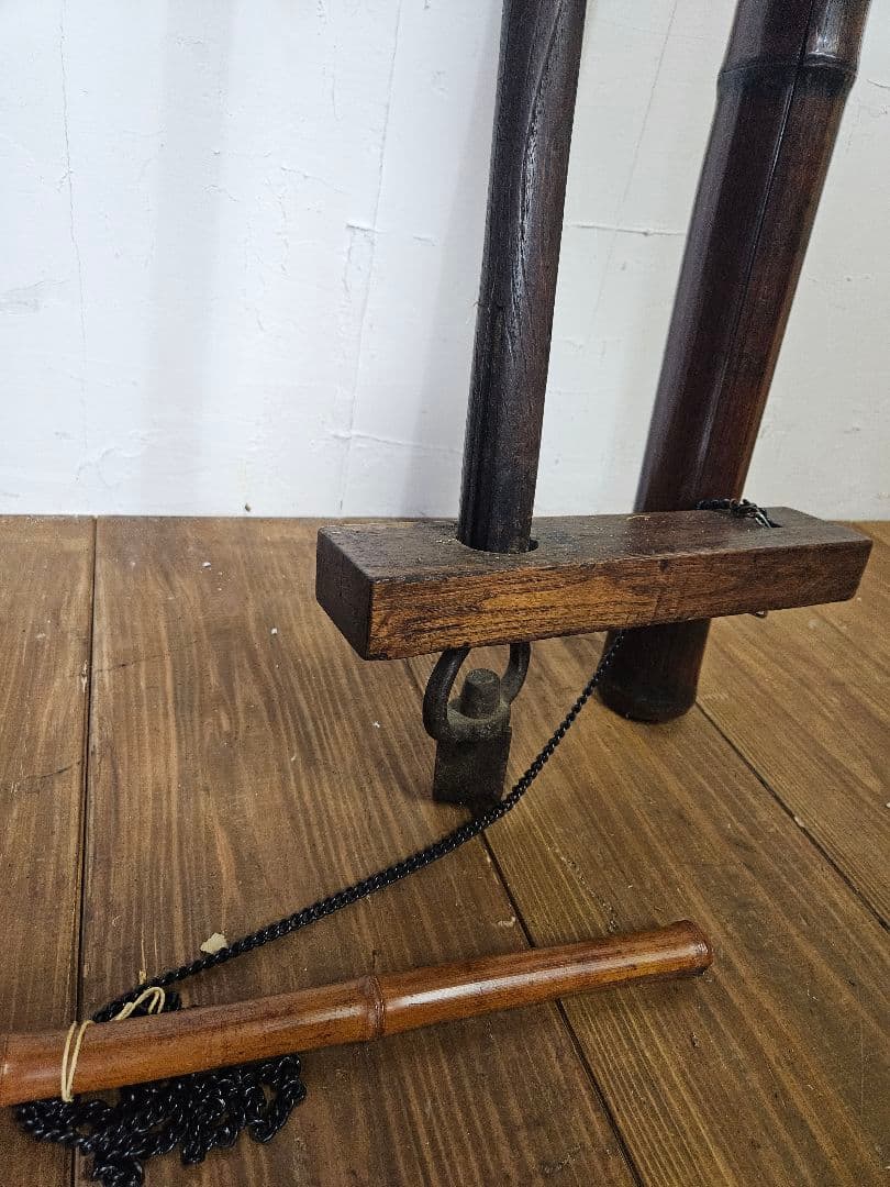 自在鉤 炉鍵 2本セット 囲炉裏 古家具 和モダン インテリア 古道具 竹