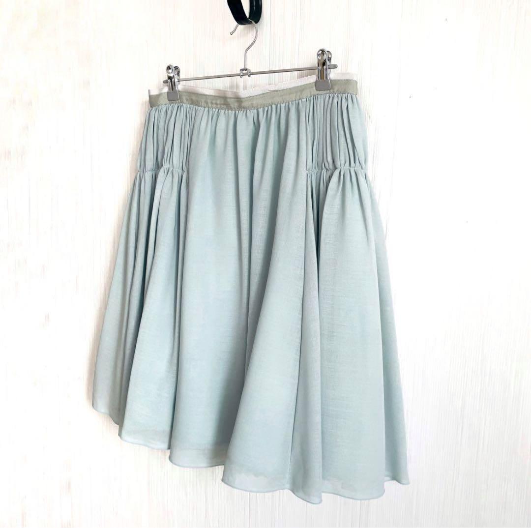 【現行！美品】フォクシー フレアスカート シフォン ミント サイズL