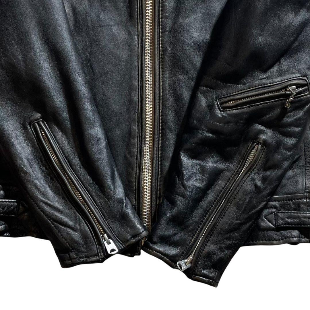 ナノユニバース シープレザー シングルライダース キルティング ブラック