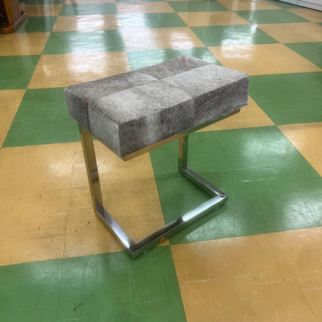 スツール リアルファー おしゃれ 北欧 玄関スツール グレー Grey