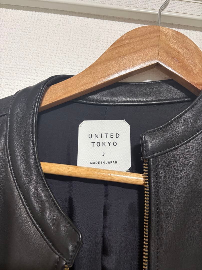 UNITED TOKYO ブラックレザーシングルライダースジャケット サイズ3