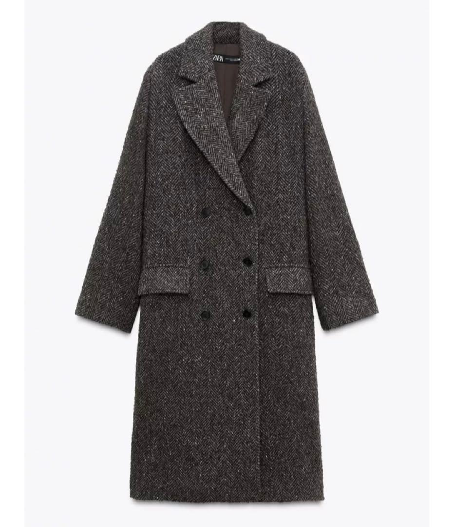 ZARA オーバーサイズスカーフ付きコート　オーバーコート　ウールコート