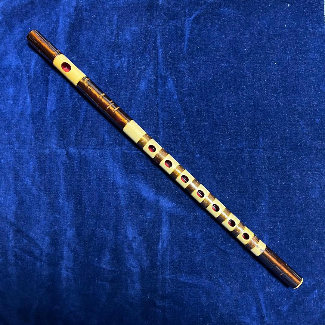 篠笛 桜皮巻 古典調 和楽器 焼印有 内本漆