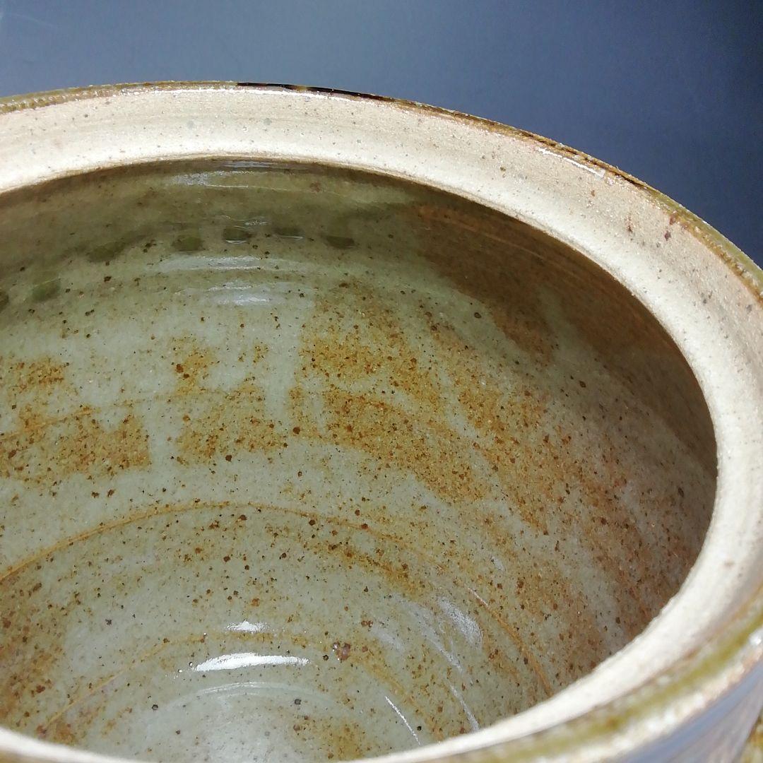 Ｓ７９１　水指　『灰釉黒流水指』『浩作』　共箱　茶道具