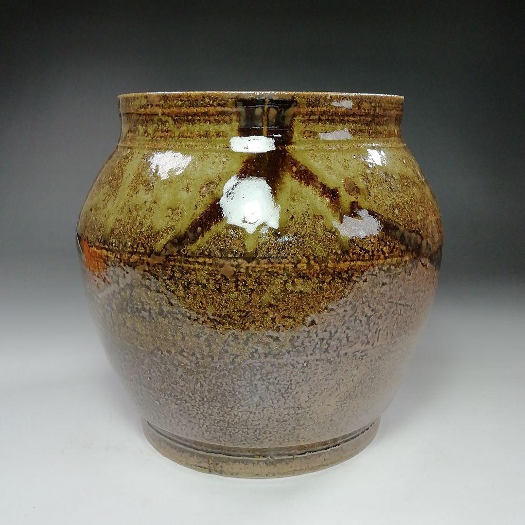 Ｓ７９１　水指　『灰釉黒流水指』『浩作』　共箱　茶道具