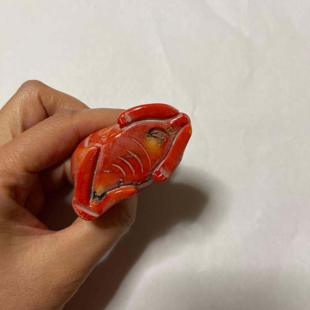 山珊瑚？珊瑚獅子の彫刻 置き物