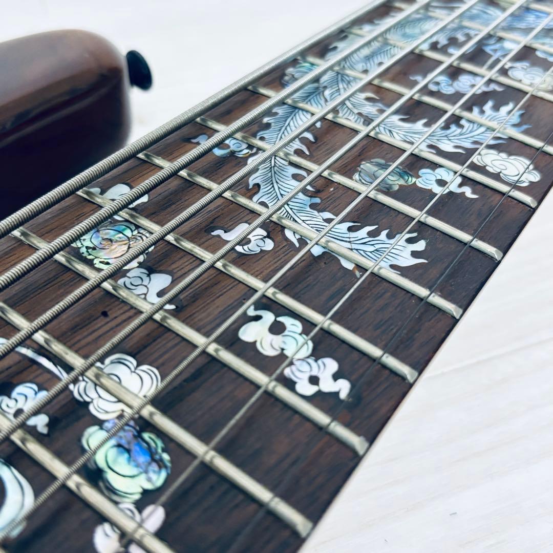 稀少【7弦ベース】美麗インレイ龍モチーフ 7弦　音出しOK トラス調整余裕あり