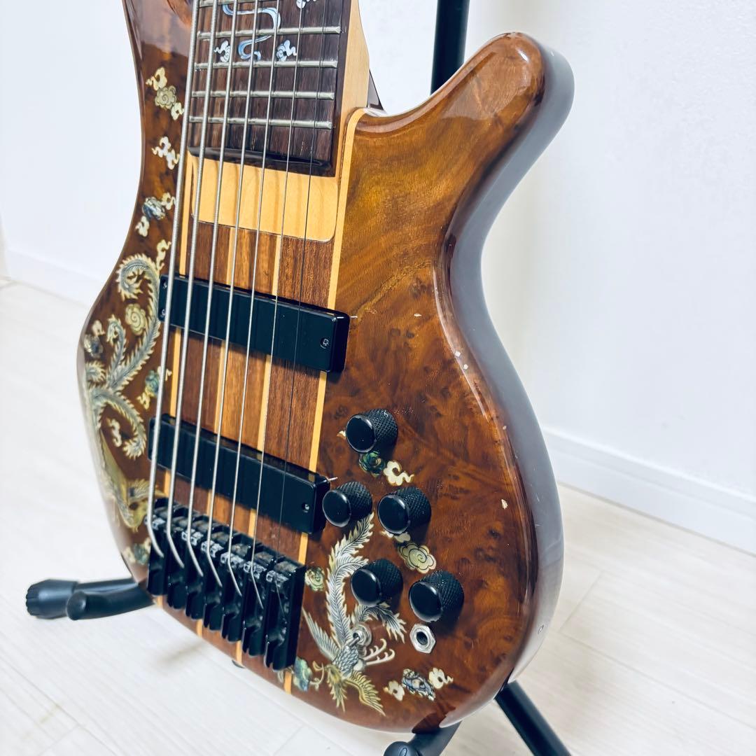 稀少【7弦ベース】美麗インレイ龍モチーフ 7弦　音出しOK トラス調整余裕あり