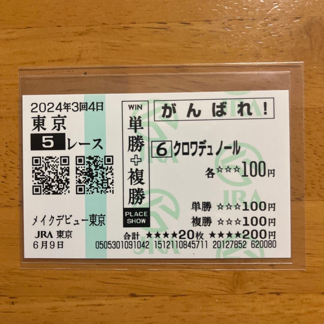 ムコ商品　クロワデュノール　メイクデビュー（新馬戦）　現地的中応援馬券