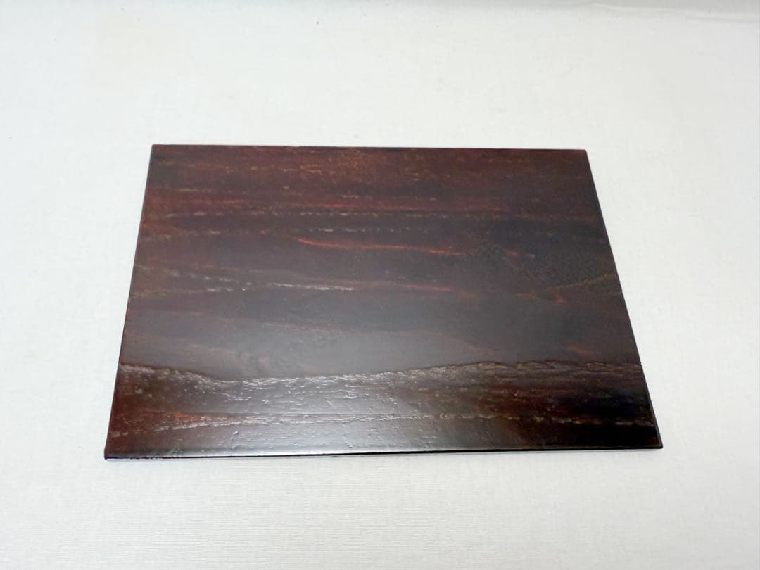 未使用 茶道具 木製溜塗器据 と溜塗 和敬板2点セット 元箱