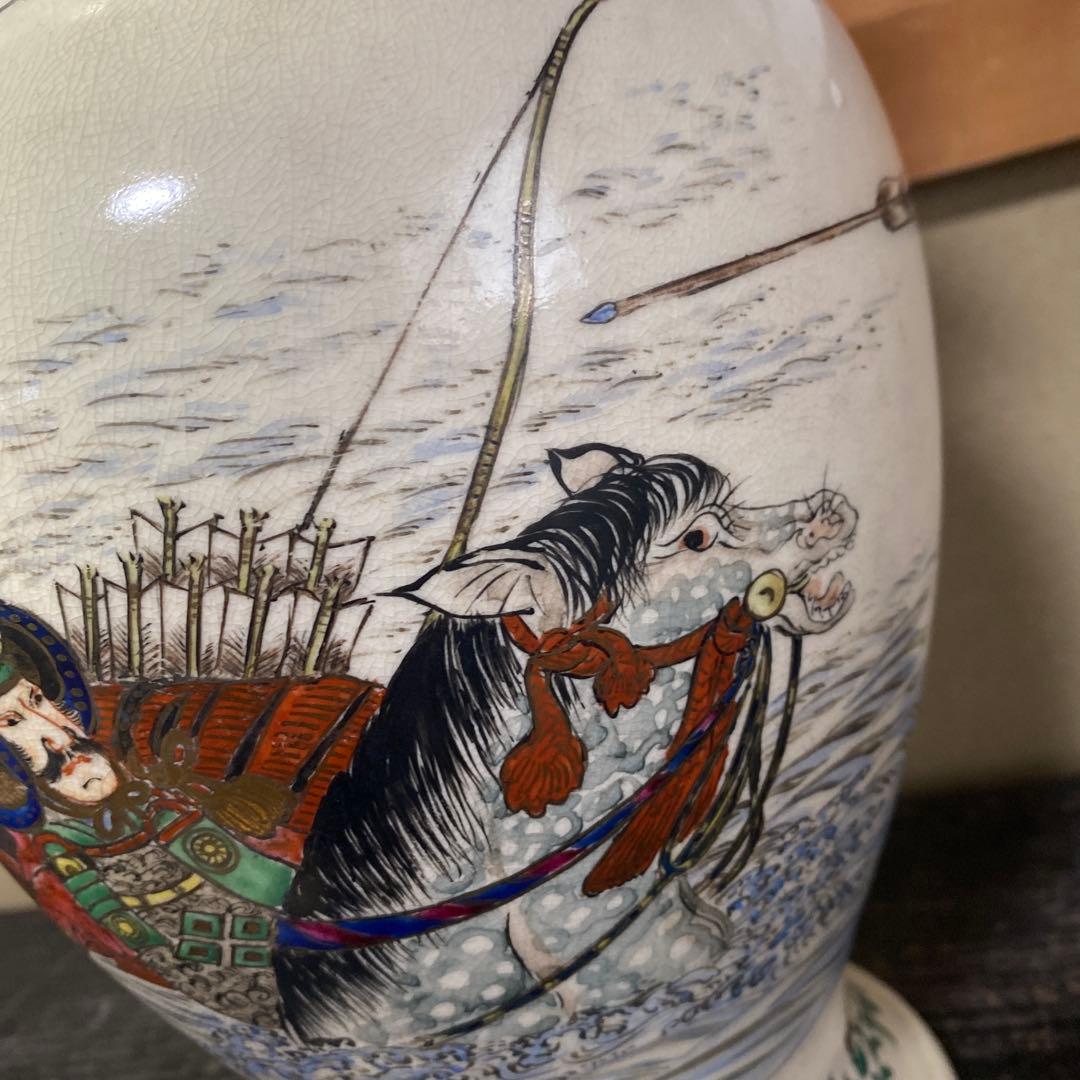 ヨーロッパ輸出里帰り薩摩焼武者図花瓶