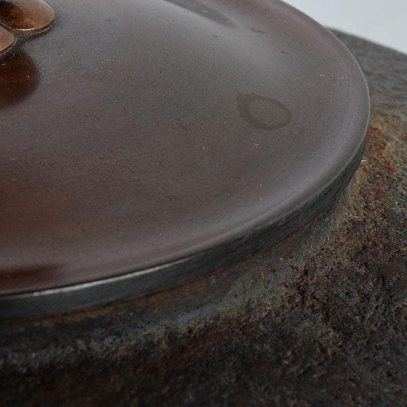 茶道具　釜師　角谷莎村作　尾張釜　共布共箱　V　9158D