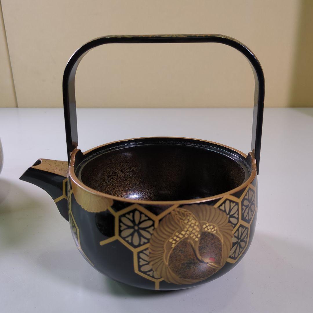 舞鶴模様蒔絵　銚子　１対　時代物　　 懐石道具　金彩　骨董品　蔵出し