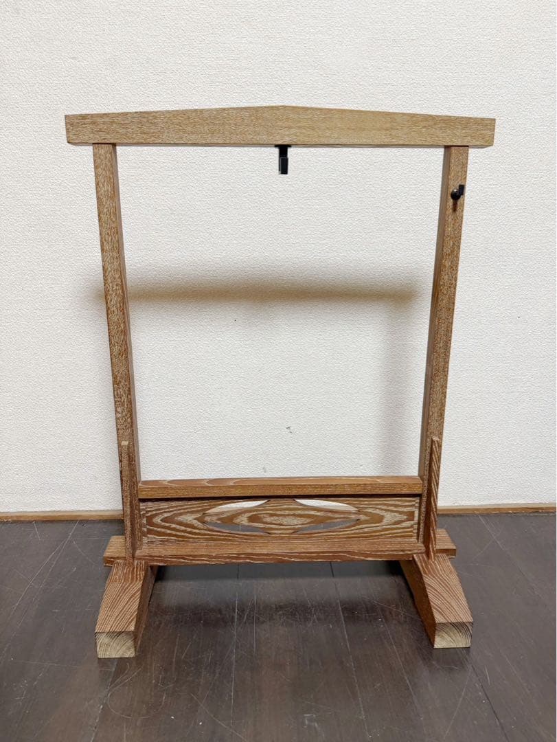 未使用 茶道具 水屋道具 桑 七宝透 銅鑼枠 金谷浄雲作 銅鑼 銅印 桴付 元箱