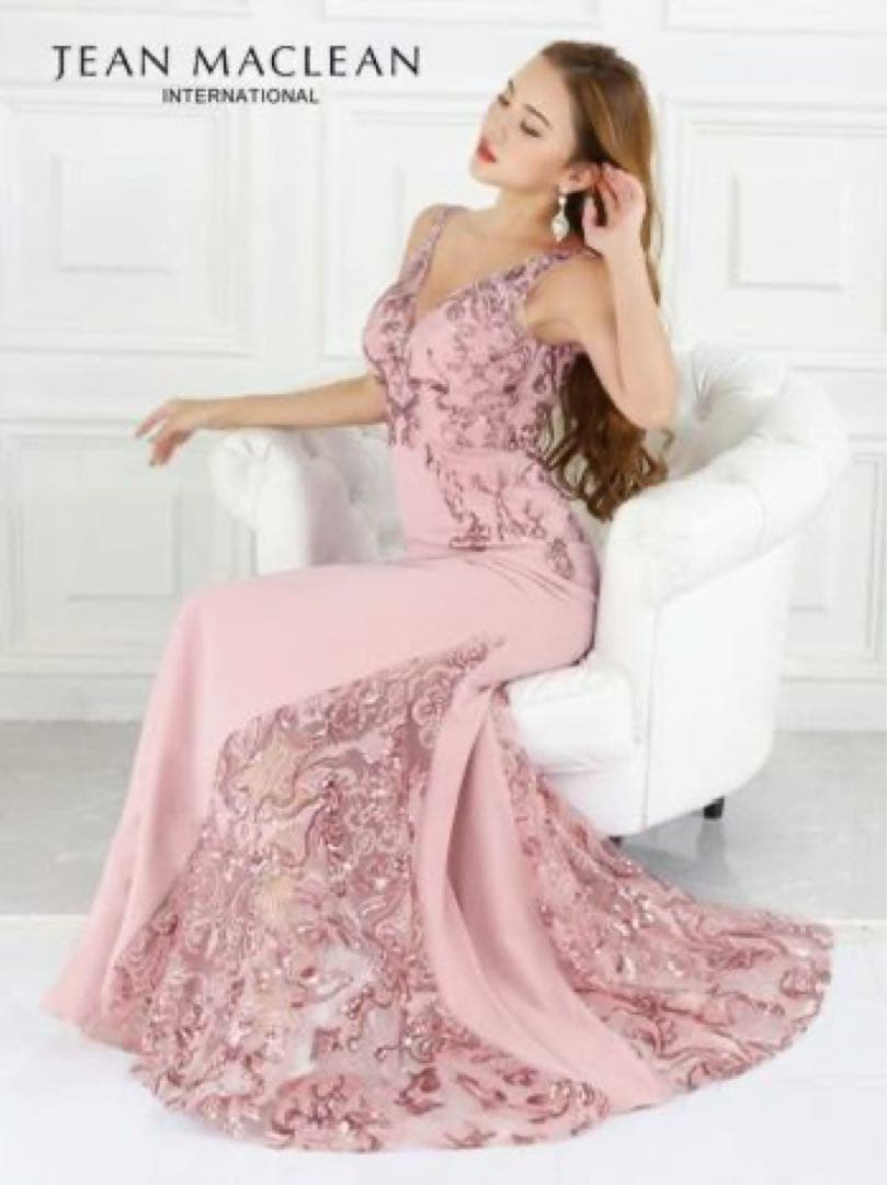 JEAN MACLEAN ジャンマクレーピンク刺繍マーメイド ロングドレス