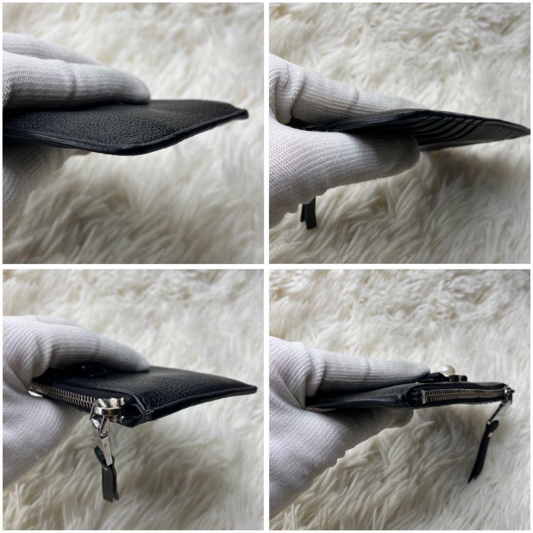 【極美品】miumiu フラグメントケース カード入れ リボン パール ブラック