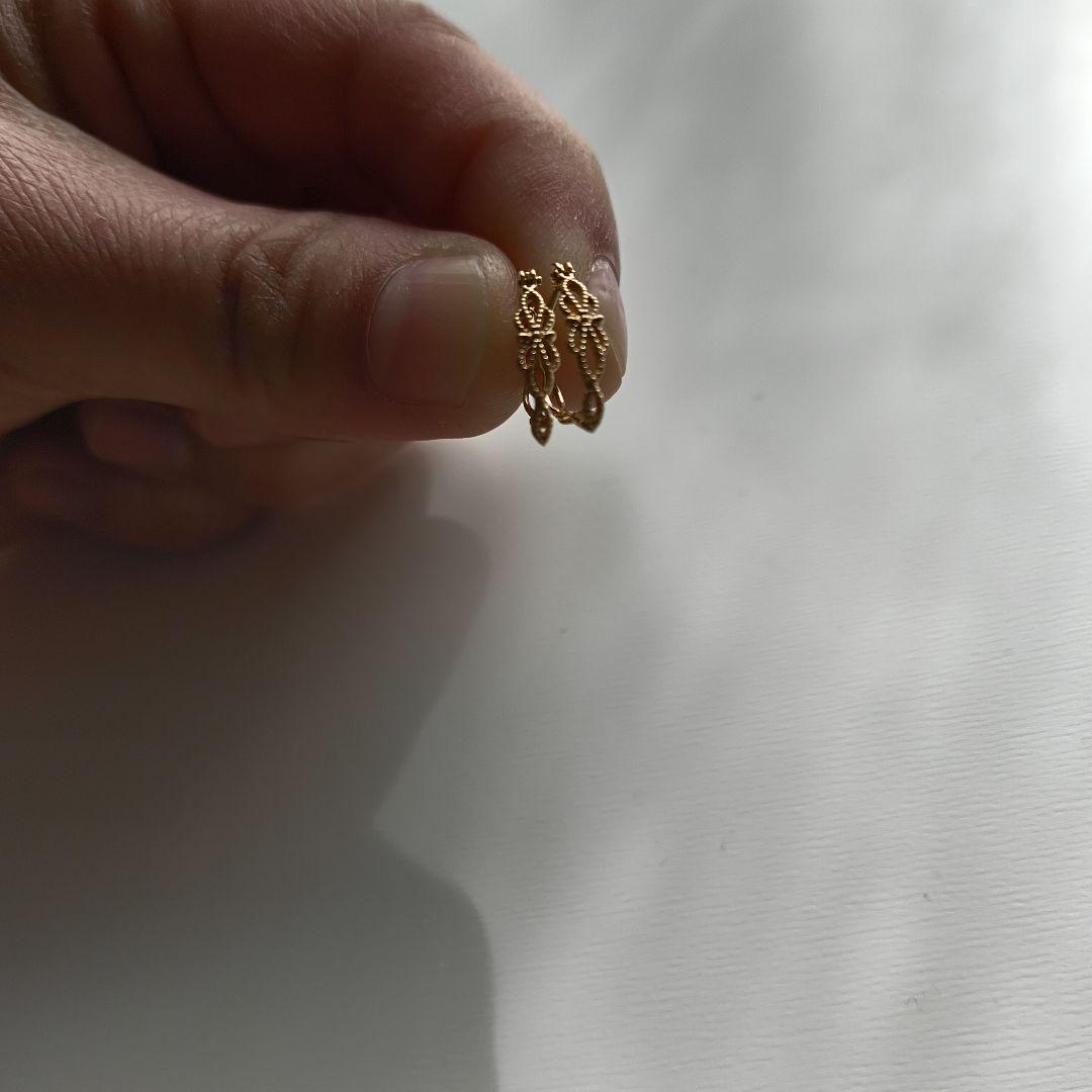 agete　K10ゴールド　フープピアス