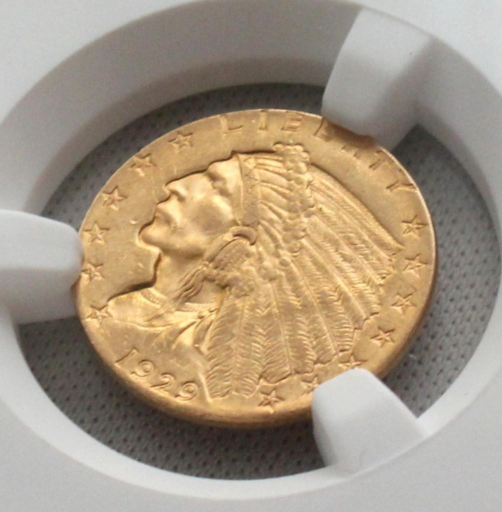ハイジさん専用1929年 米国 インディアンヘッド＄2.5金貨 NGC MS61