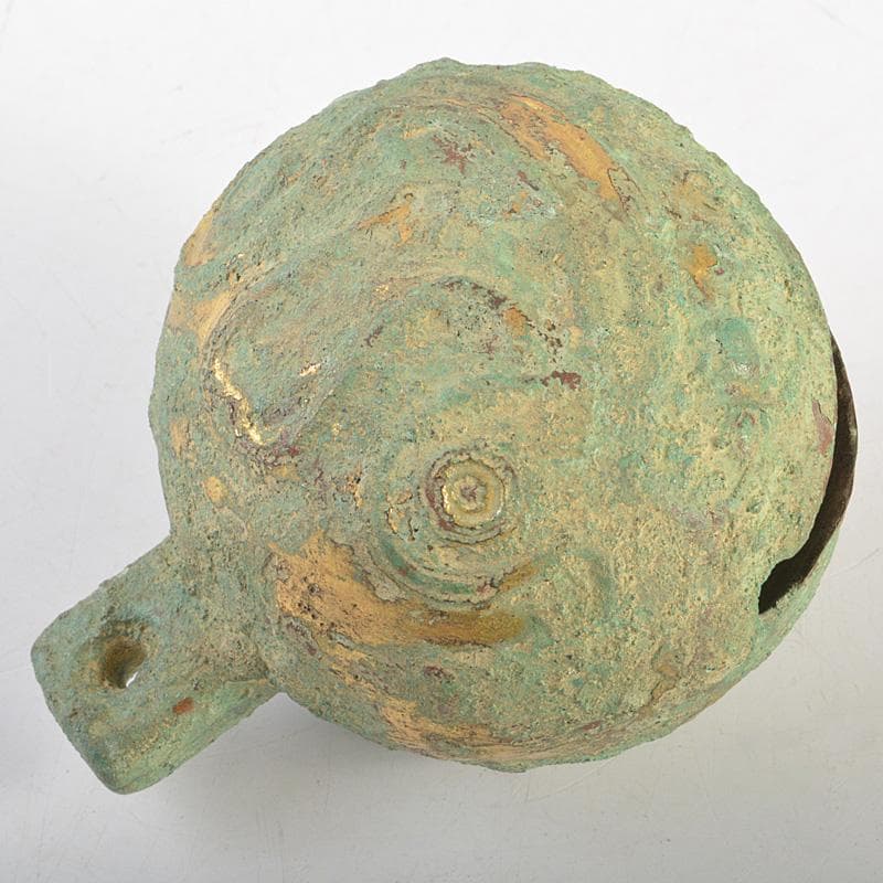 仏教美術　新羅　古銅青銅　鍍金　鈴　合わせ箱　C　R7426