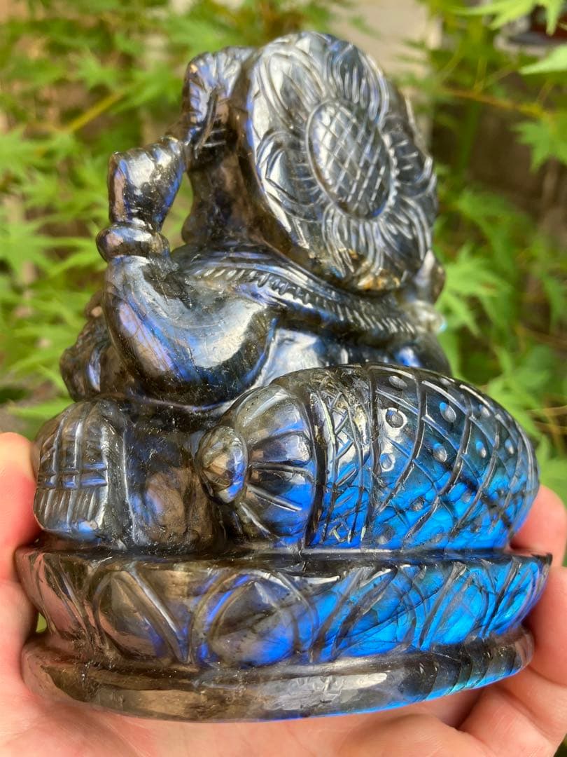 開運　仕事運　ラブラドライト　ガネーシャ様　置物　1,694g マダガスカル産