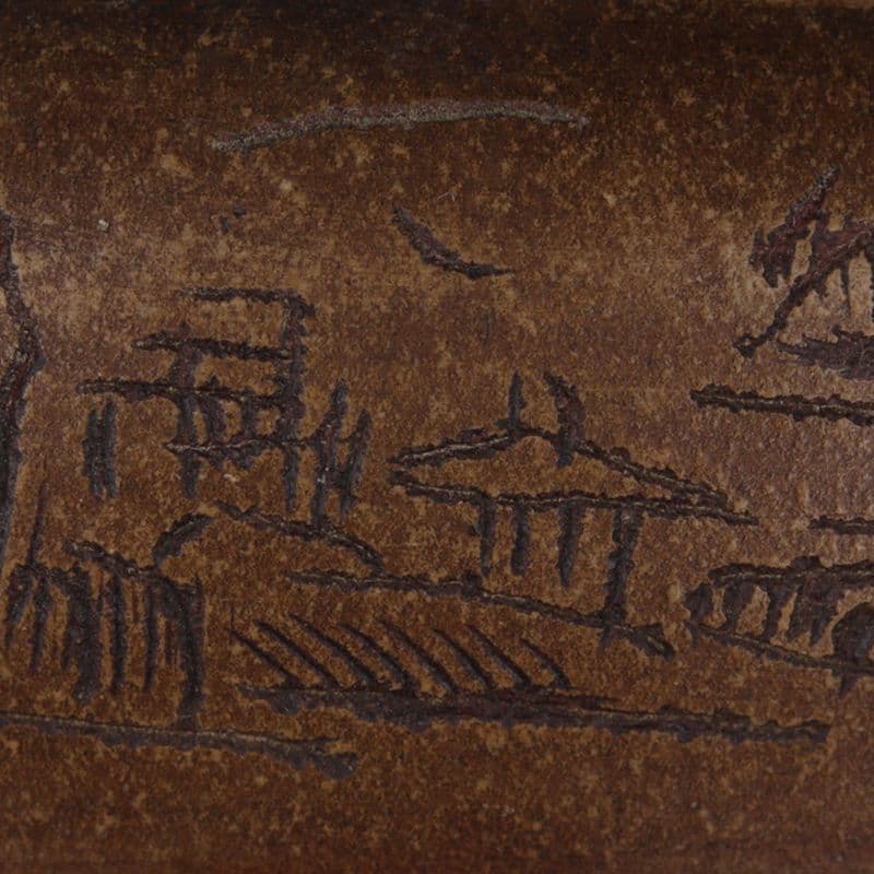 中国宜興 紫砂雕山青水秀山水纹 鉢盆栽鉢 植木鉢 小品盆栽鉢 大品盆栽鉢