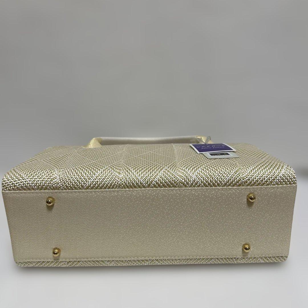 バック バッグ 和装バッグ あおりバッグ 利休バッグ 着物に 組織り 薄金色